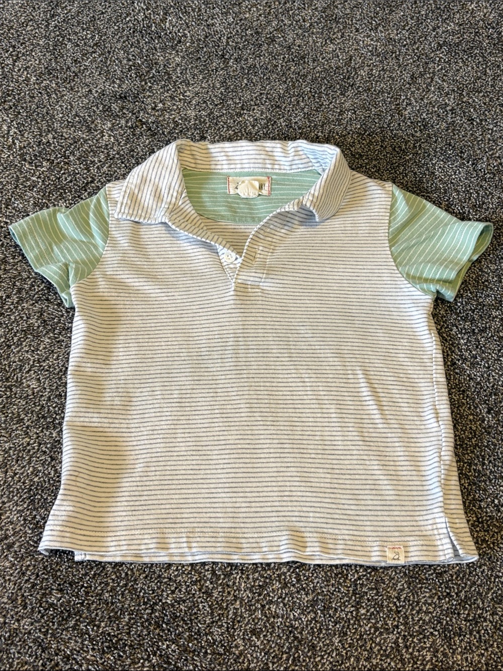 Me & Henry Striped Polo Top with Mint Green Sleeves - Kids
